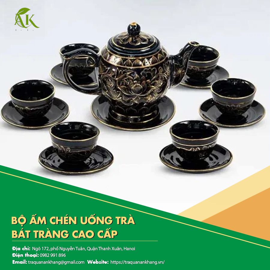Bộ ấm chén uống trà Bát Tràng cao cấp 2025
