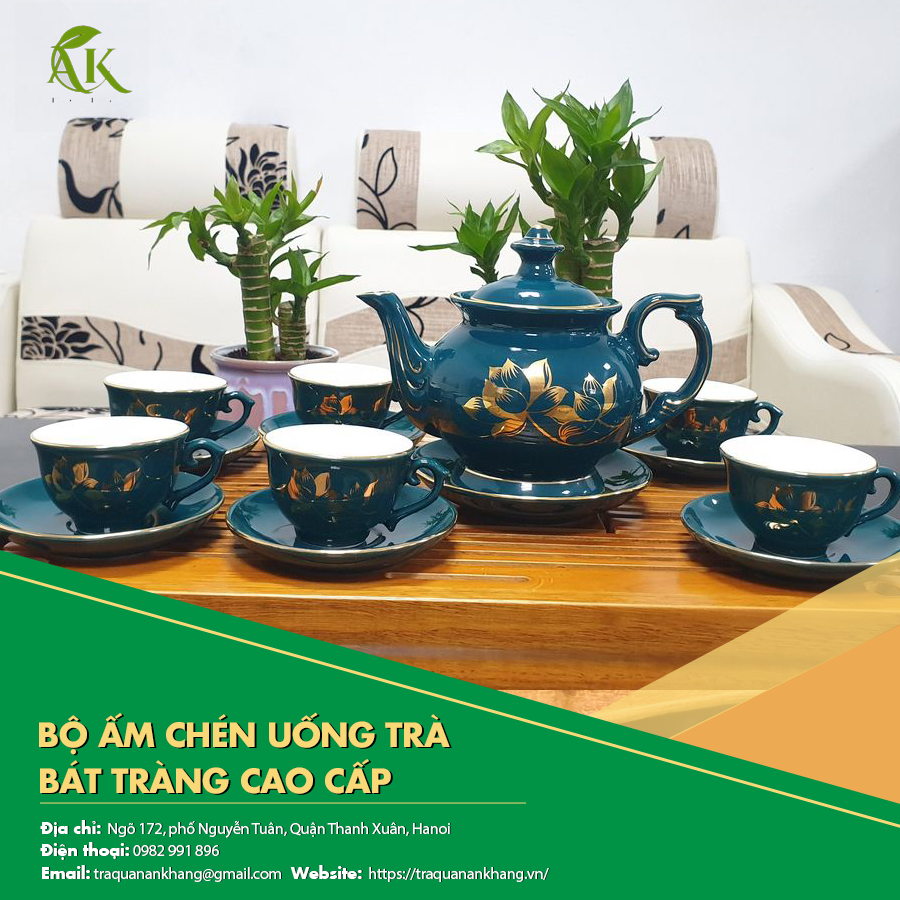 Bộ ấm chén uống trà Bát Tràng cao cấp
