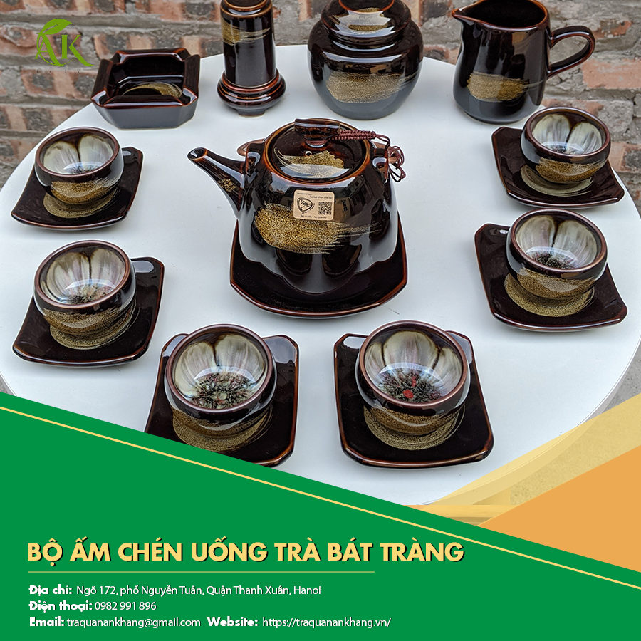 Bộ ấm chén uống trà Bát Tràng cao cấp