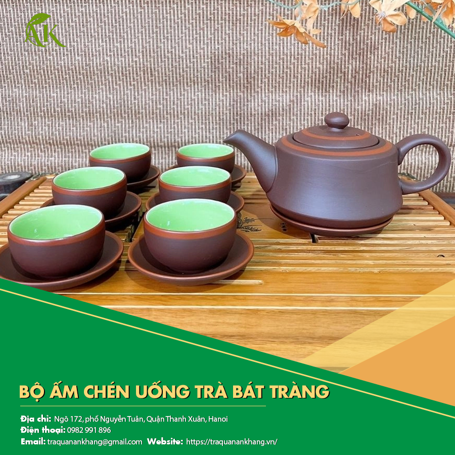 Bộ ấm chén uống trà Bát Tràng