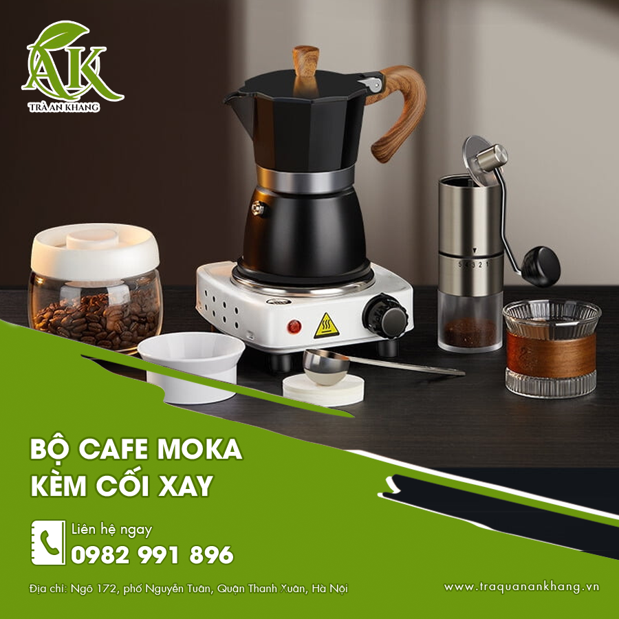 Bộ cafe Moka kèm cối xay