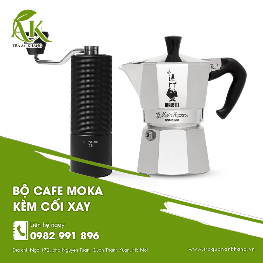 Bộ cafe Moka kèm cối xay