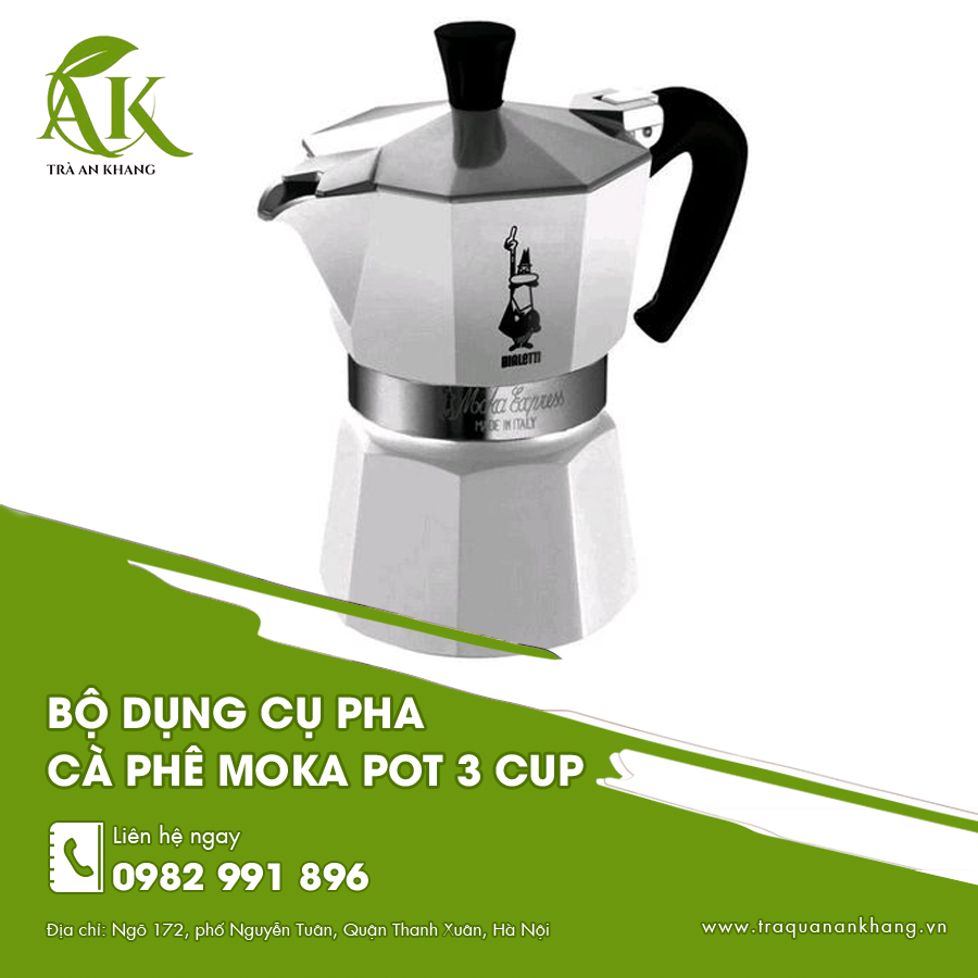 Bộ dụng cụ pha cà phê Moka Pot 3 cup