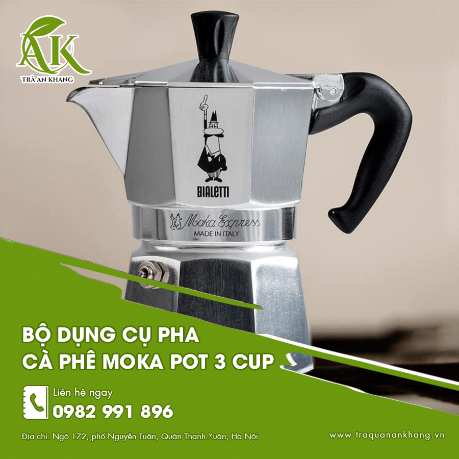 Bộ dụng cụ pha cà phê Moka Pot 3 cup