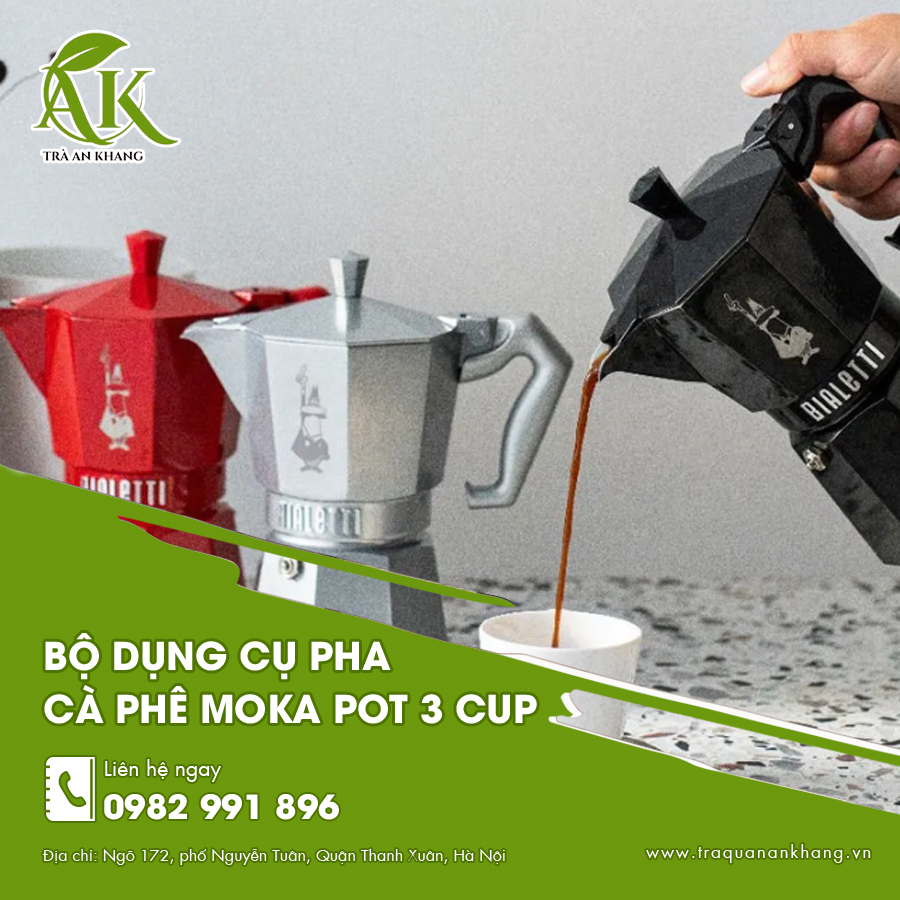 Bộ dụng cụ pha cà phê Moka Pot 3 cup