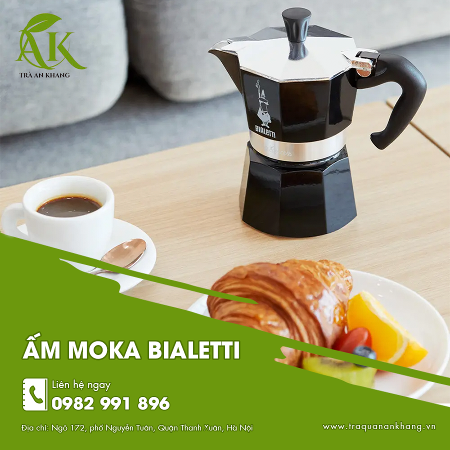 Ấm moka Bialetti thiết kế cổ điển cho hương vị cà phê nguyên bản.