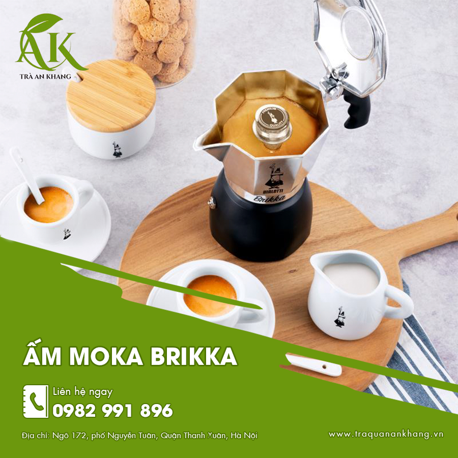 Ấm moka Brikka tiện lợi giúp pha cà phê nhanh chóng và thơm ngon mỗi sáng.
