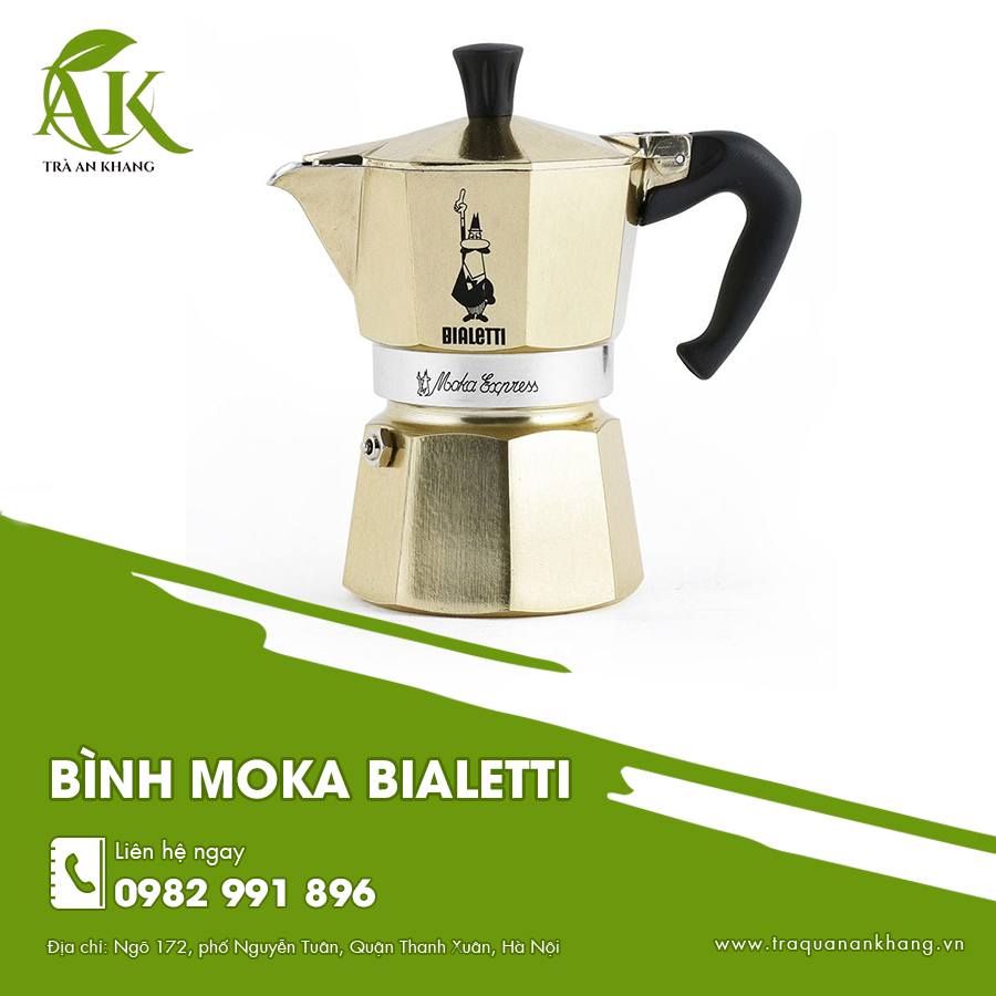 Bình moka Bialetti chính hãng mang phong cách pha cà phê Ý truyền thống.