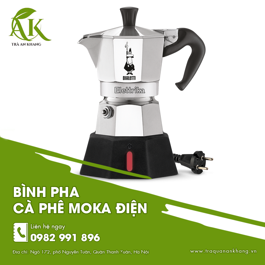 Bình pha cà phê Moka điện thiết kế hiện đại dễ sử dụng và an toàn.