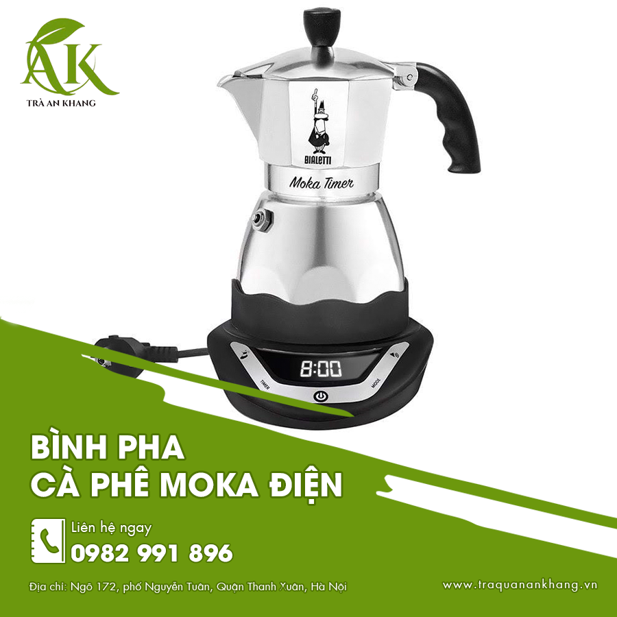 Bình pha cà phê Moka điện đa năng mang đến hương vị cà phê chuẩn phong cách Ý.