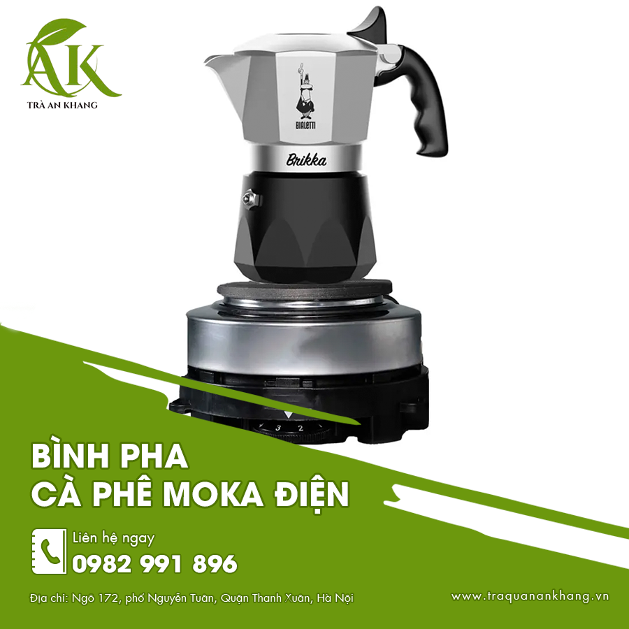 Bình pha cà phê Moka điện tiện lợi giúp pha cà phê nhanh chóng và đậm vị.