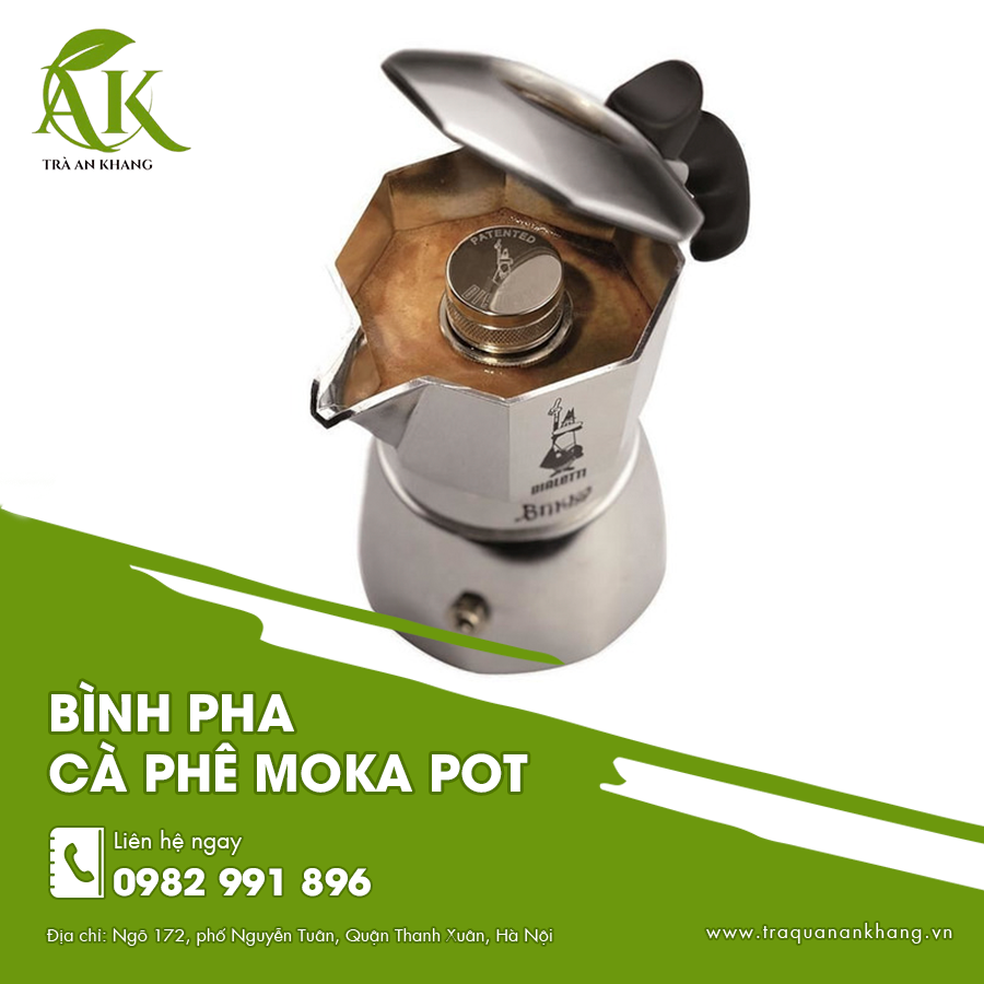 Bình pha cà phê moka pot nhôm nguyên khối giữ nhiệt tốt và bền bỉ.