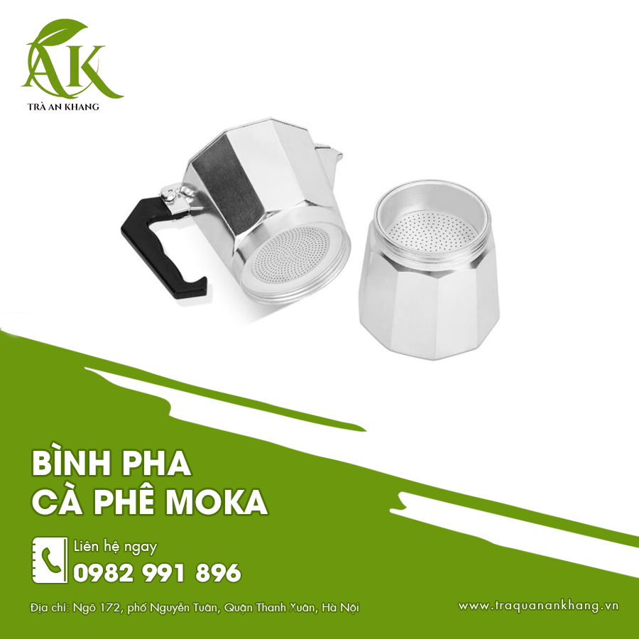 Bình pha cà phê moka thiết kế cổ điển mang phong cách pha cà phê truyền thống.