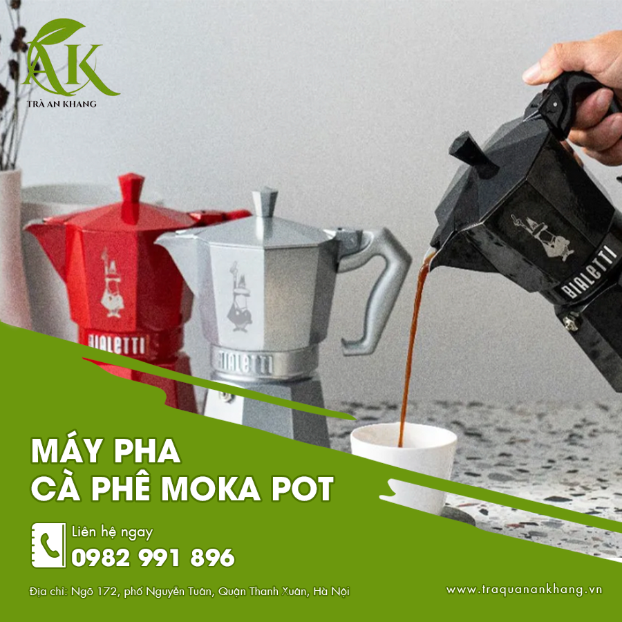 Máy pha cà phê moka pot thiết kế cổ điển bền đẹp và dễ vệ sinh.