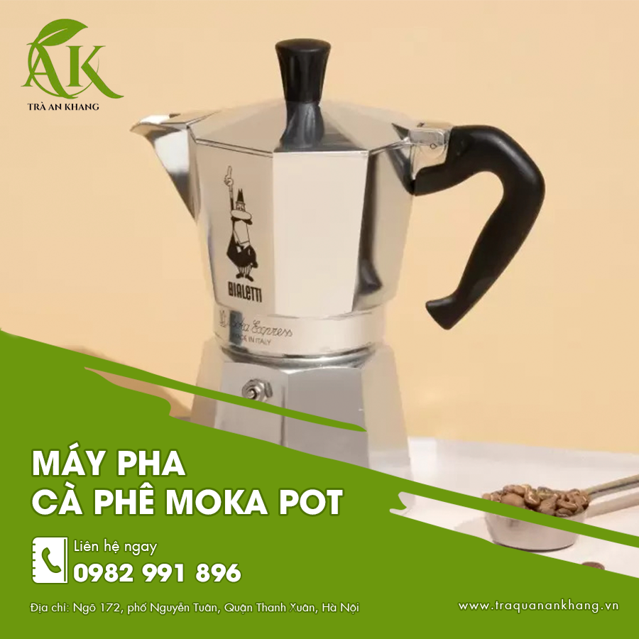 Máy pha cà phê moka pot nhỏ gọn tiện lợi mang theo khi đi du lịch.