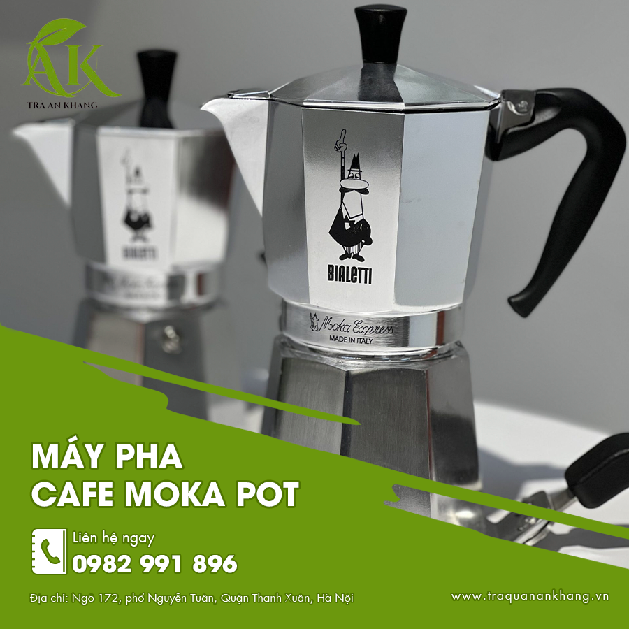 Máy pha cafe moka pot inox cao cấp bền đẹp và dễ vệ sinh.