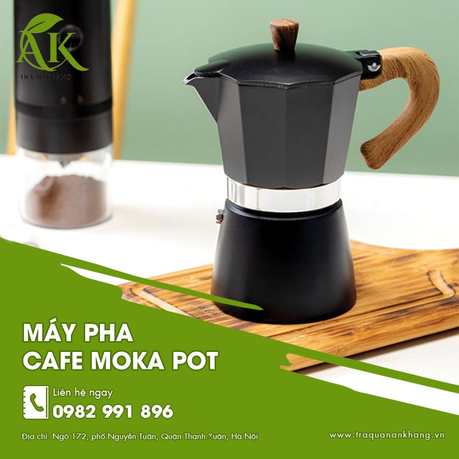 Máy pha cafe moka pot tiện lợi giúp pha cà phê nhanh chóng và đậm vị.