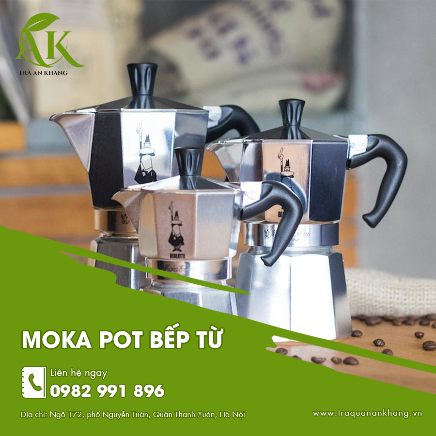 Moka pot bếp từ đa năng giúp pha cà phê nhanh và thơm ngon mỗi ngày.